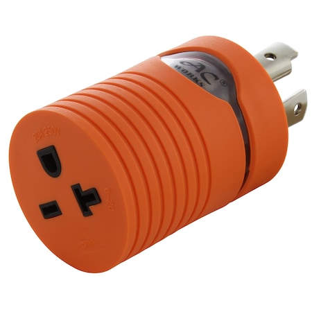 Ac Works Plug Adapter, 6-15/20R, L14-30P, 6-20P, L14-30P, 0 ft., Orange ADL1430620